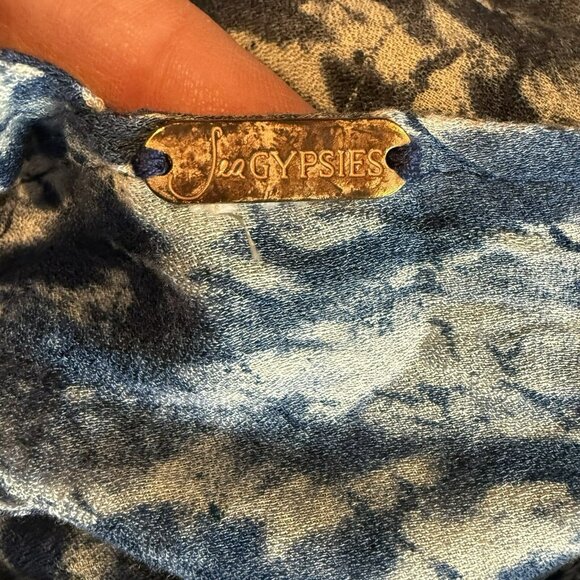 Sea‎ Gypsies Top Bell Sleeves Cropped Crochet Detail Boho V Neck Festival - Picture 6 of 11